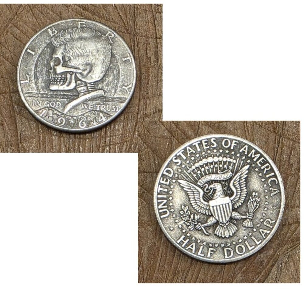 1964 Skeleton Kennedy Fifty Cent Piece Novelty Coin 50 Cent Piece READ BELOW
